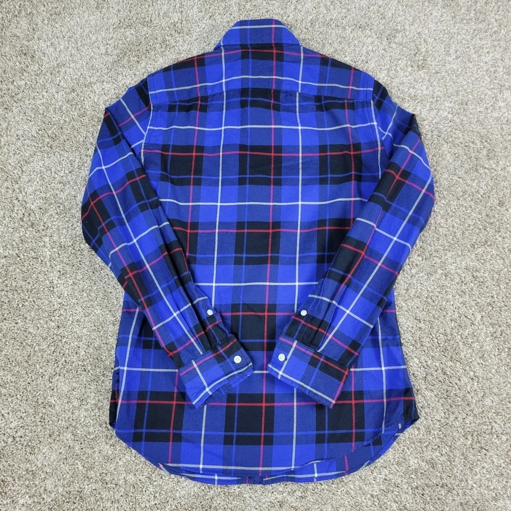 Polo Ralph Lauren Classic Fit Mens Small Blue Plaid Pony Button Up LS Flannel